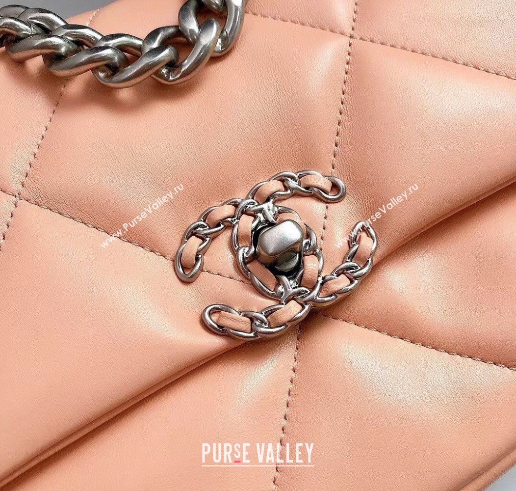 Chanel 19 Shiny Lambskin Small Flap Bag AS1160 Peachy Pink 2025 (YD-250813045)