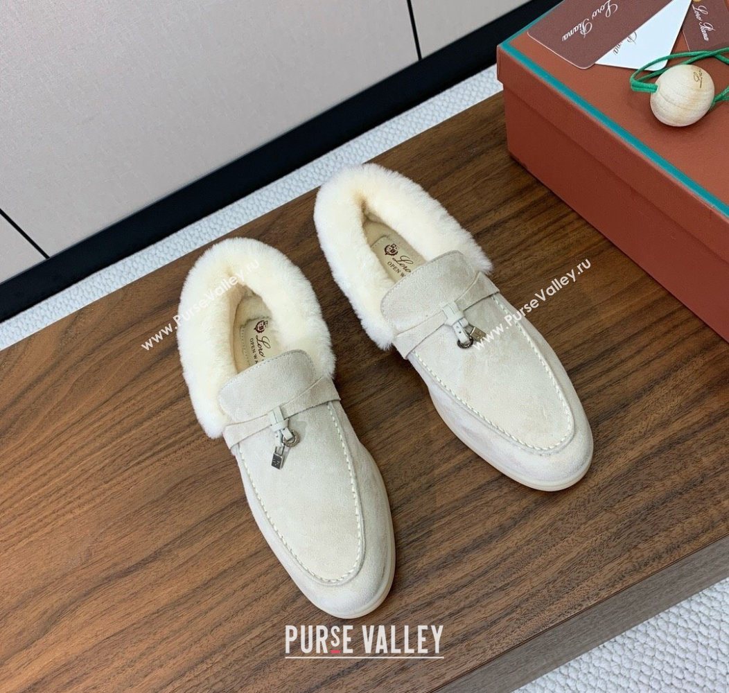 Loro Piana Summer Charms Walk Loafers in Suede and Wool Light Apricot 2025 LP121101 (HH-251211015)