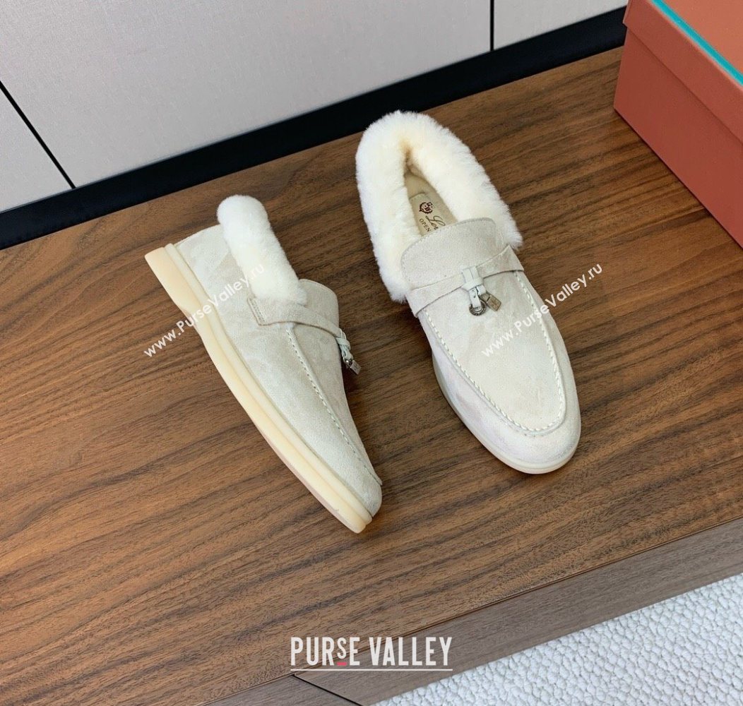 Loro Piana Summer Charms Walk Loafers in Suede and Wool Light Apricot 2025 LP121101 (HH-251211015)