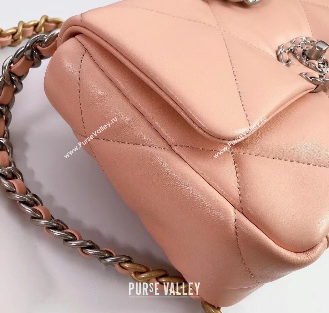 Chanel 19 Shiny Lambskin Small Flap Bag AS1160 Peachy Pink 2025 (YD-250813045)