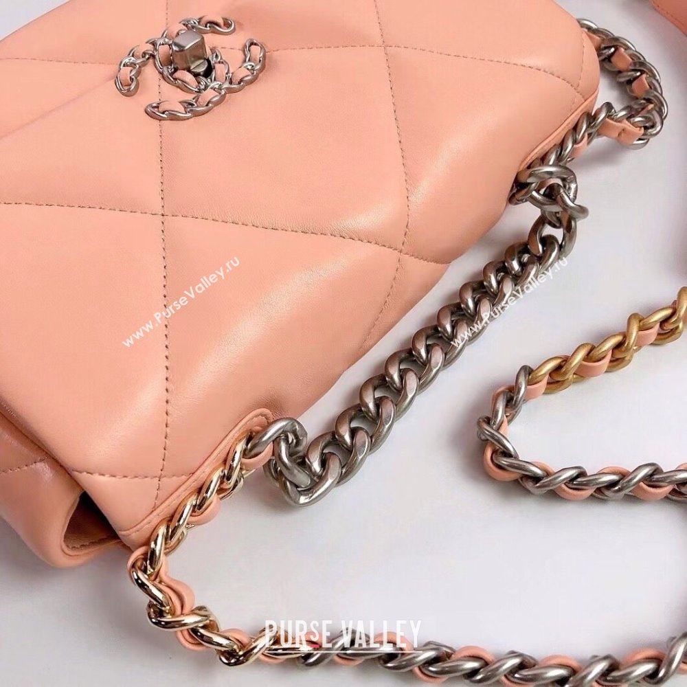 Chanel 19 Shiny Lambskin Small Flap Bag AS1160 Peachy Pink 2025 (YD-250813045)