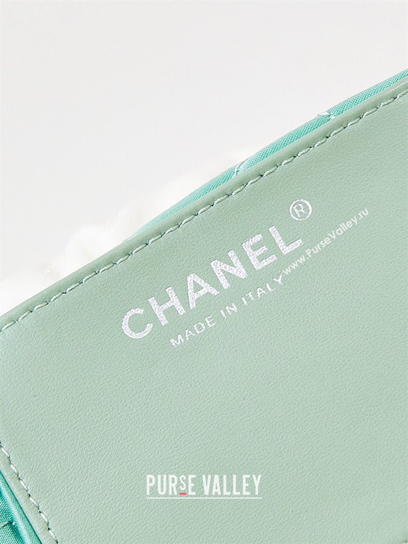 Chanel 22 Mini Shopping Bag in Patent Gradient Calfskin Lacquered Metal AS3980 Green 2024 (YEZI-24052120)