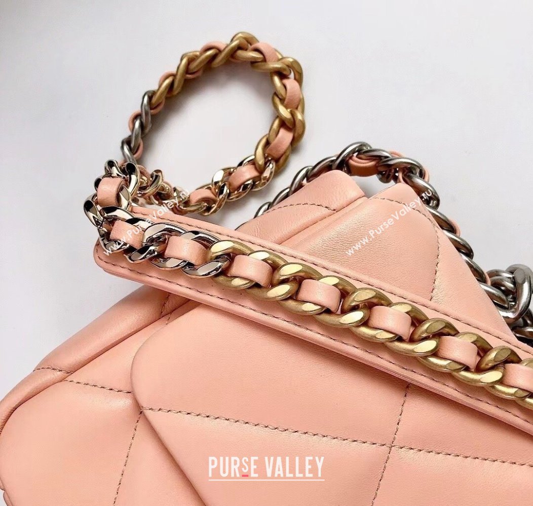 Chanel 19 Shiny Lambskin Small Flap Bag AS1160 Peachy Pink 2025 (YD-250813045)