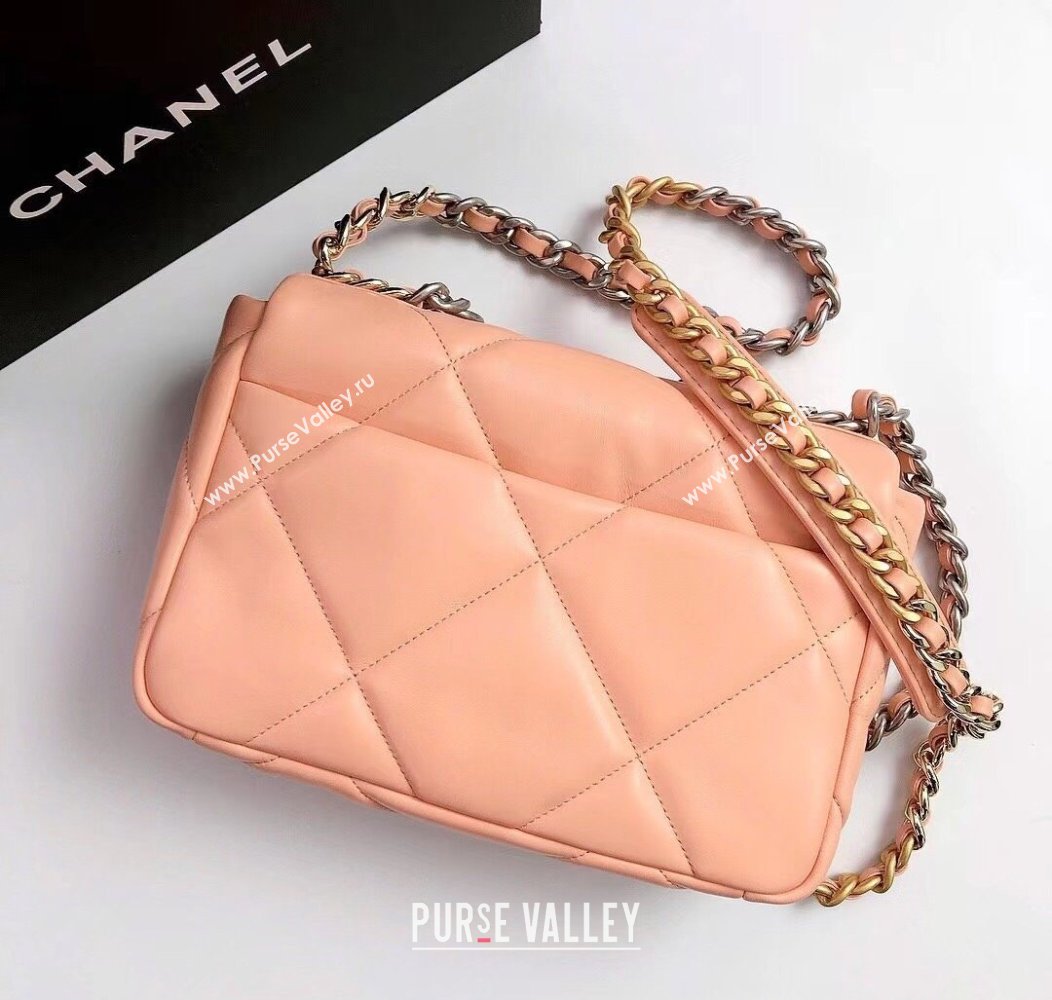 Chanel 19 Shiny Lambskin Small Flap Bag AS1160 Peachy Pink 2025 (YD-250813045)