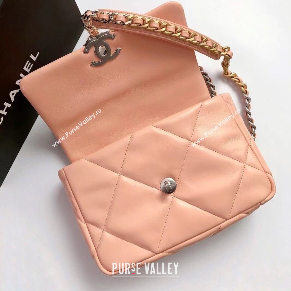Chanel 19 Shiny Lambskin Small Flap Bag AS1160 Peachy Pink 2025 (YD-250813045)
