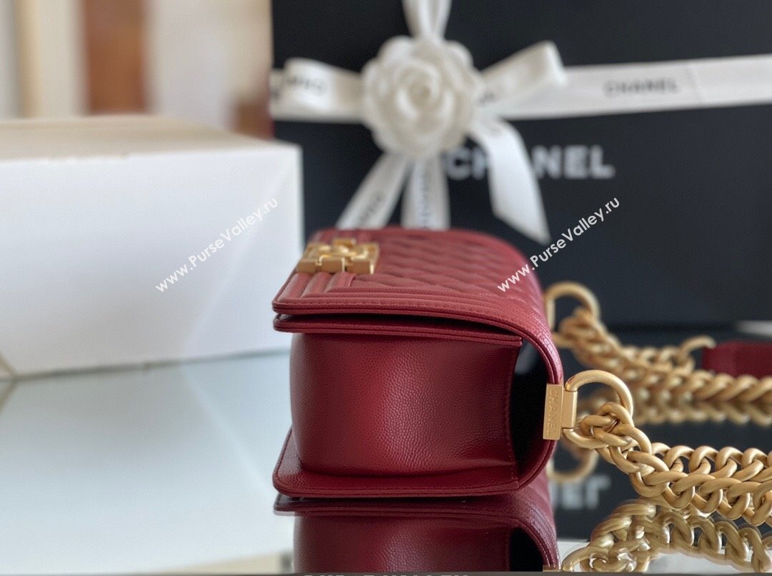 Chanel Original Grained Calfskin Small Boy Flap Bag Burgundy 2023 Top Quality (MHE-23102501)