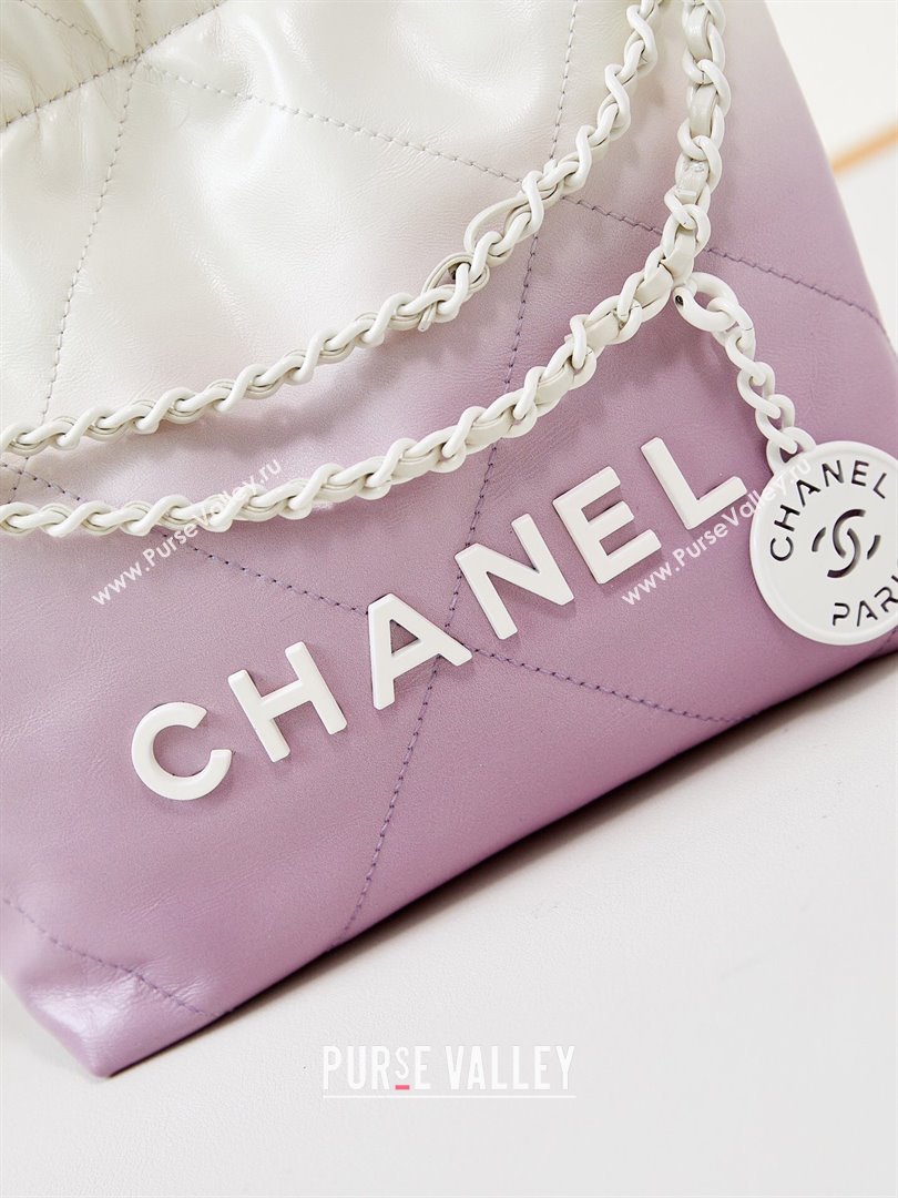 Chanel 22 Mini Shopping Bag in Patent Gradient Calfskin Lacquered Metal AS3980 Lilac 2024 (YEZI-24052119)