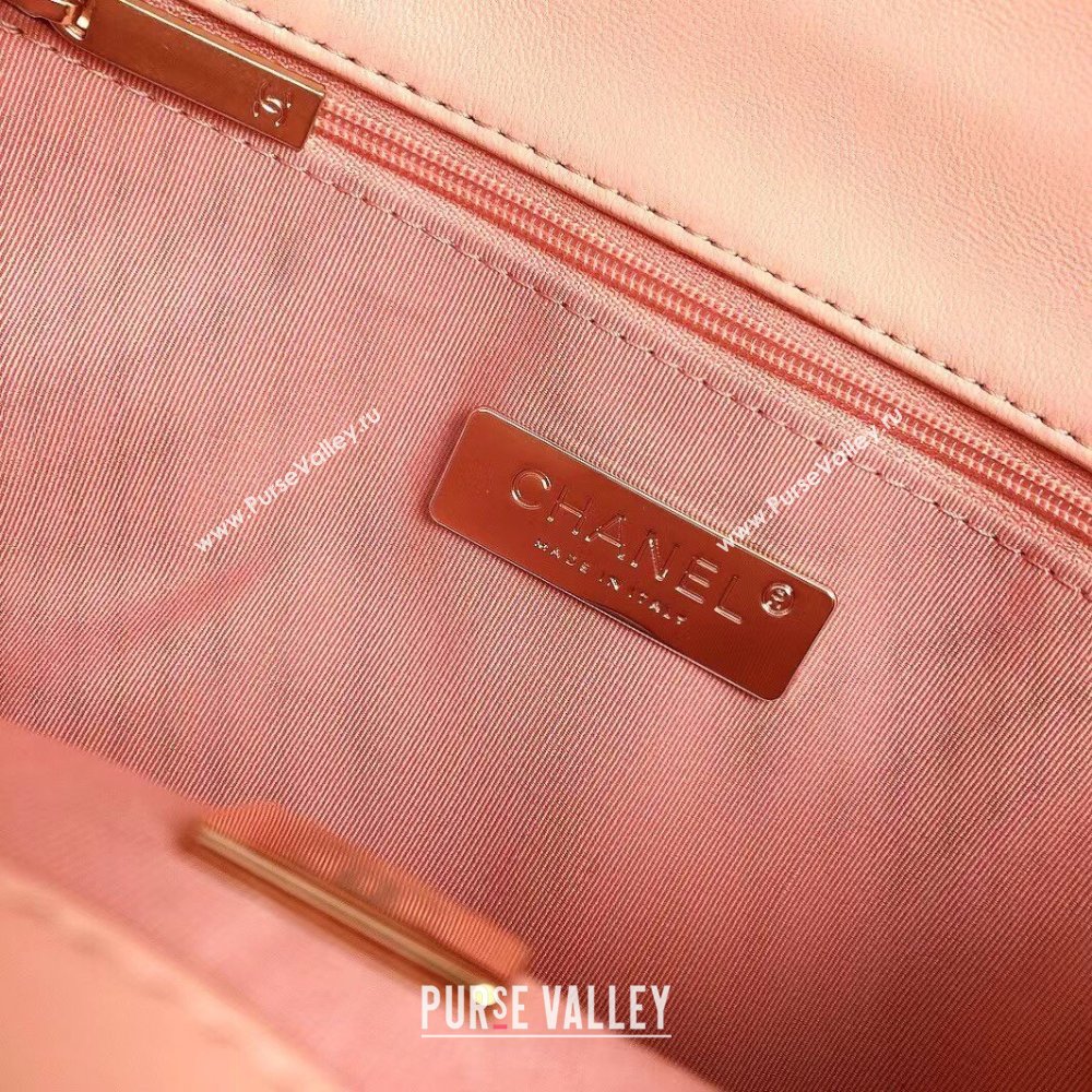 Chanel 19 Shiny Lambskin Small Flap Bag AS1160 Peachy Pink 2025 (YD-250813045)