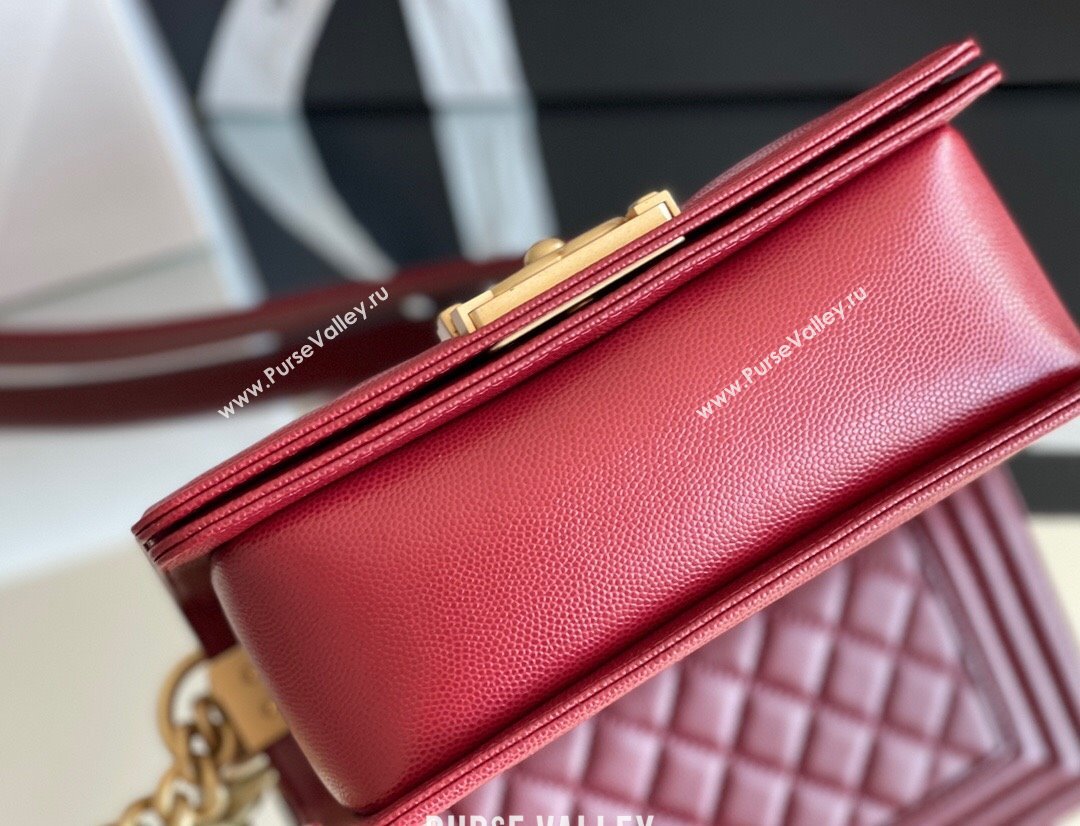 Chanel Original Grained Calfskin Small Boy Flap Bag Burgundy 2023 Top Quality (MHE-23102501)