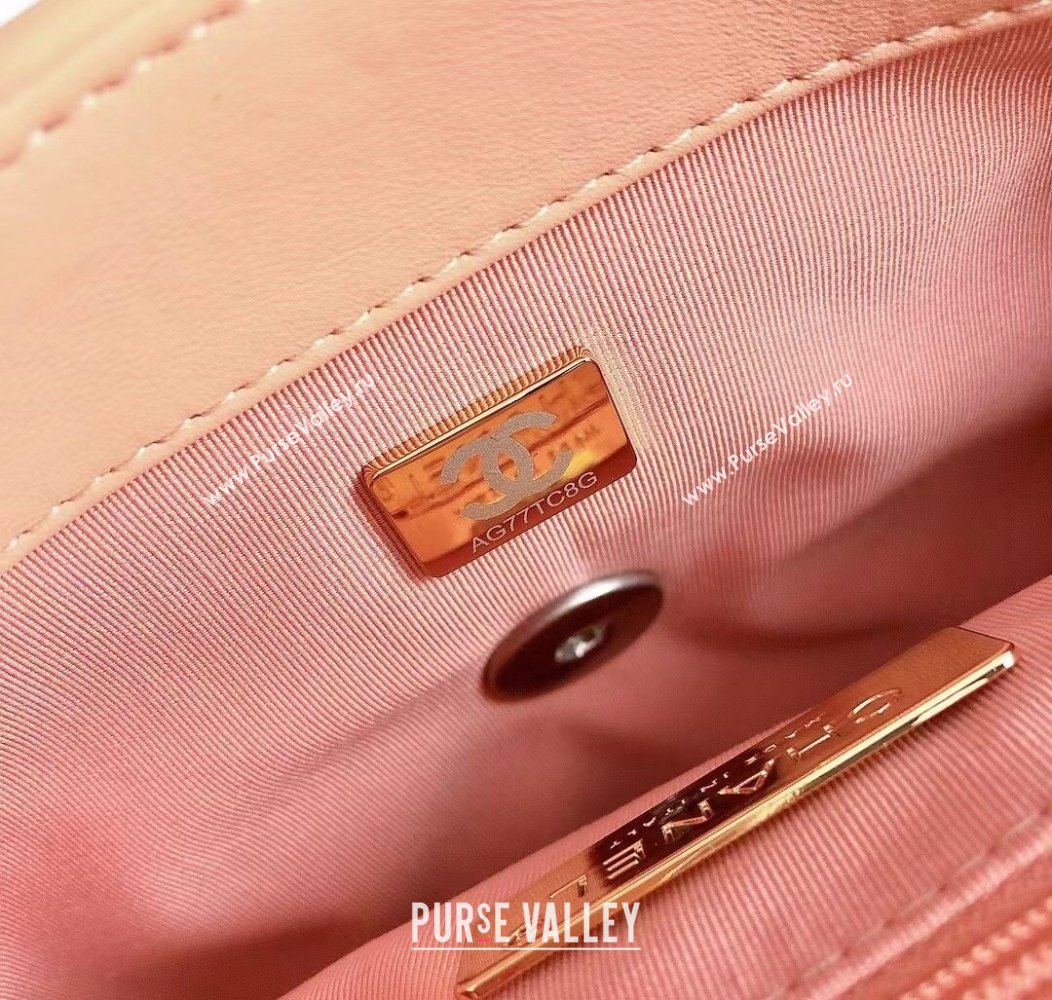 Chanel 19 Shiny Lambskin Small Flap Bag AS1160 Peachy Pink 2025 (YD-250813045)