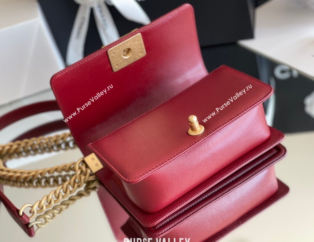 Chanel Original Grained Calfskin Small Boy Flap Bag Burgundy 2023 Top Quality (MHE-23102501)