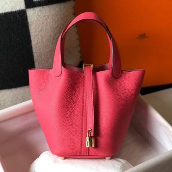 Hermes Picotin Lock Bag 18cm in Togo Calfskin Lipstick Pink 2021 (FL-21090223)