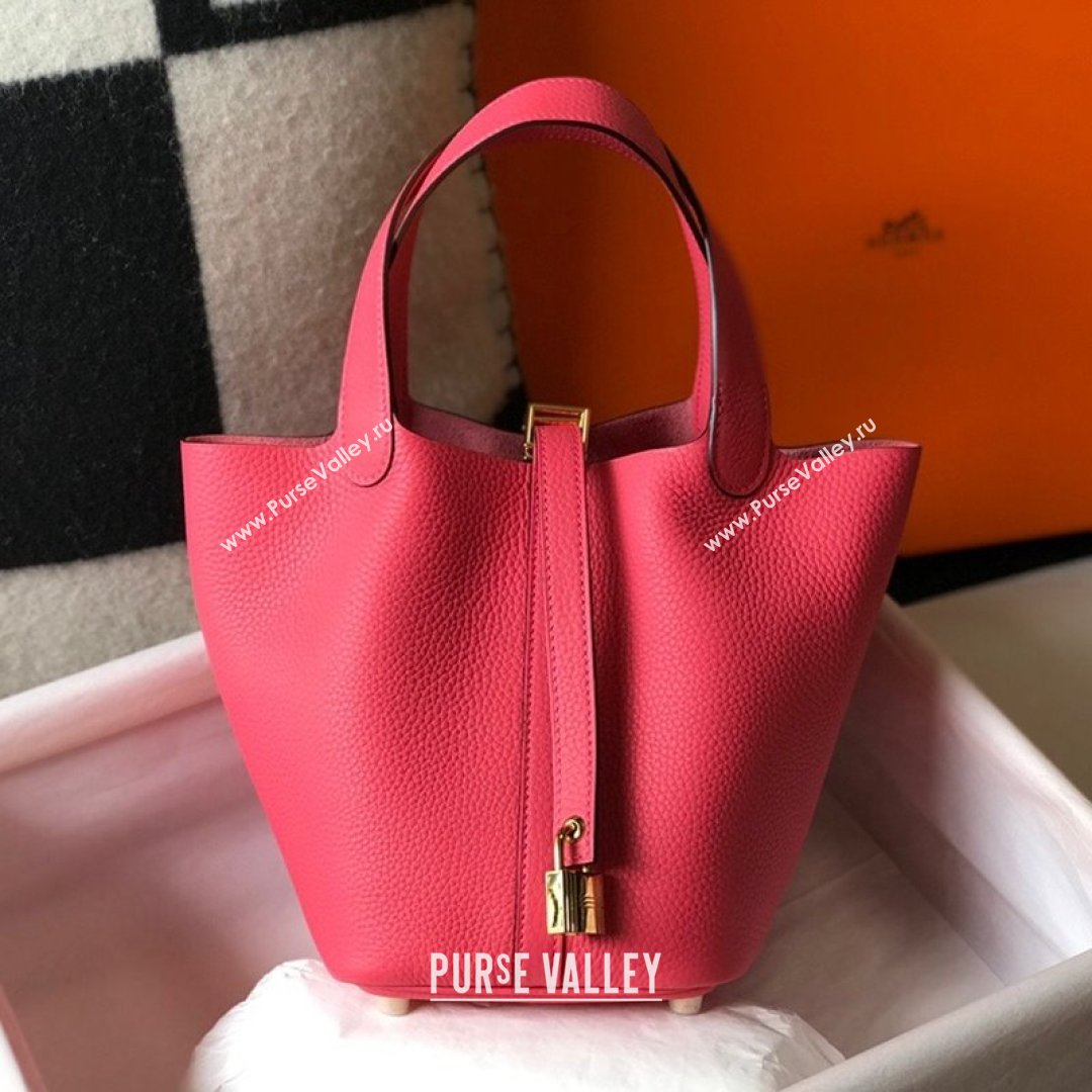 Hermes Picotin Lock Bag 18cm in Togo Calfskin Lipstick Pink 2021 (FL-21090223)