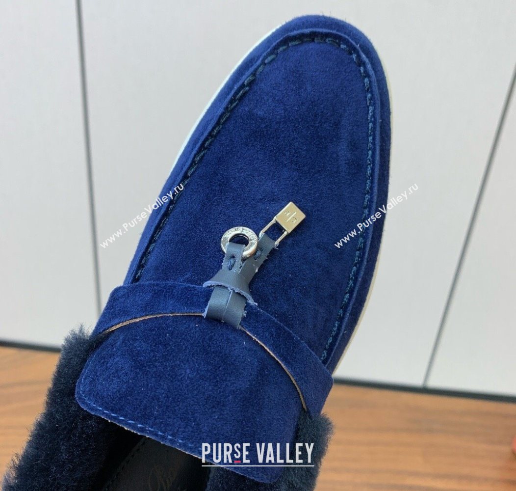 Loro Piana Summer Charms Walk Loafers in Suede and Wool Dark Blue 2025 LP121101 (HH-251211016)