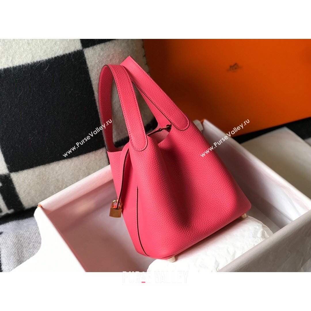 Hermes Picotin Lock Bag 18cm in Togo Calfskin Lipstick Pink 2021 (FL-21090223)