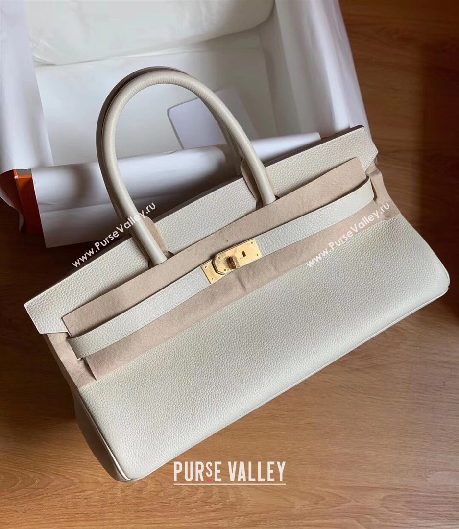 Hermes Shoulder Birkin 42 JPG Bag in Togo Leather Milk Shake White/Gold 2024（Handmade） (XX-241030005)