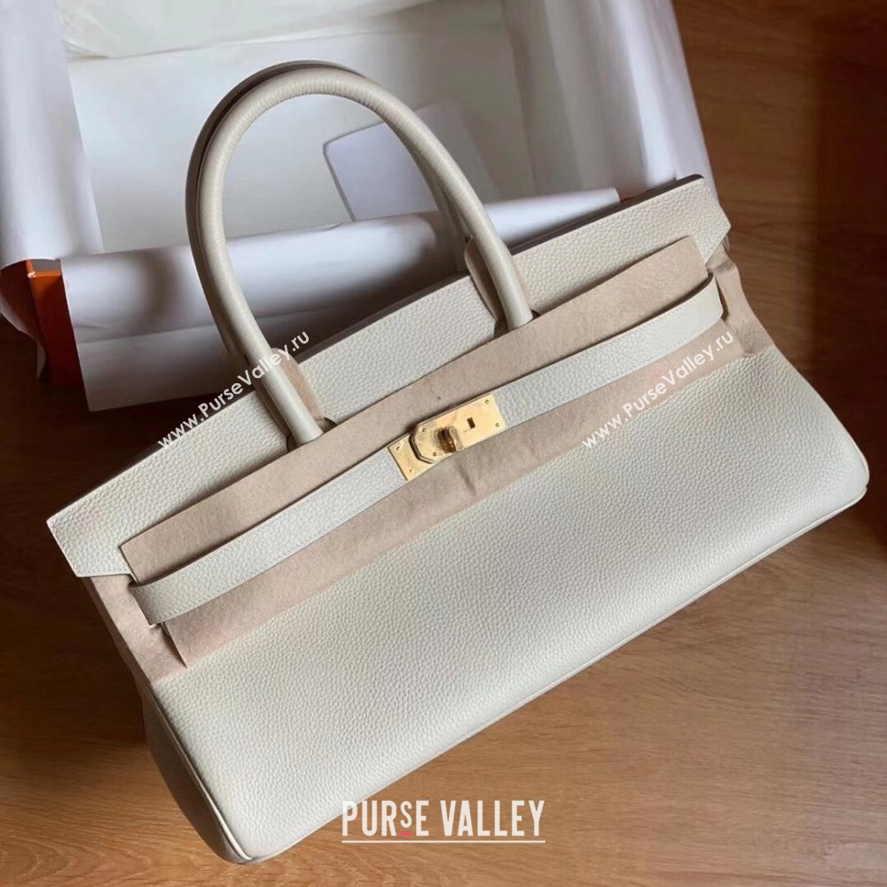 Hermes Shoulder Birkin 42 JPG Bag in Togo Leather Milk Shake White/Gold 2024（Handmade） (XX-241030005)