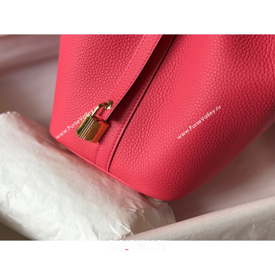 Hermes Picotin Lock Bag 18cm in Togo Calfskin Lipstick Pink 2021 (FL-21090223)