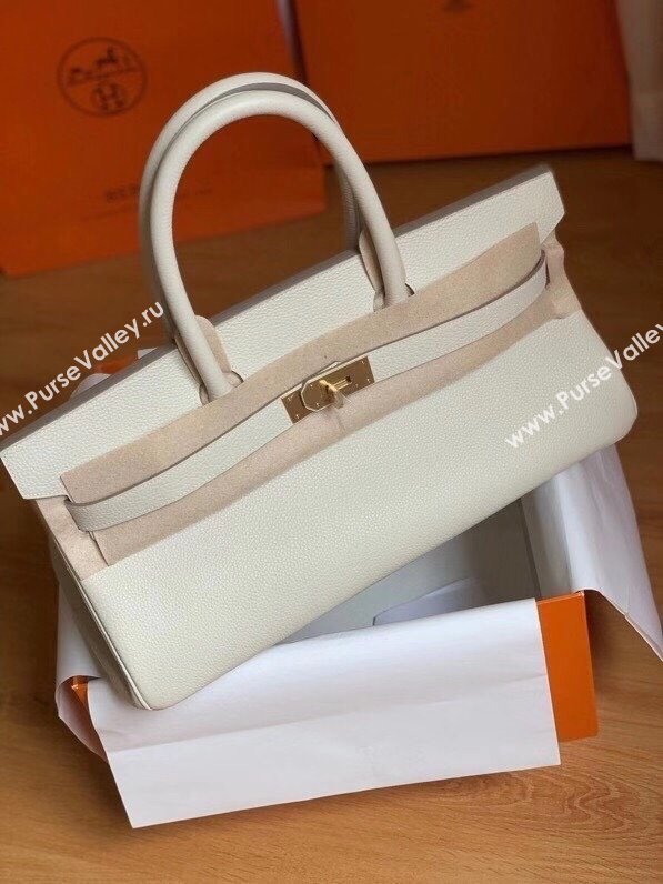 Hermes Shoulder Birkin 42 JPG Bag in Togo Leather Milk Shake White/Gold 2024（Handmade） (XX-241030005)