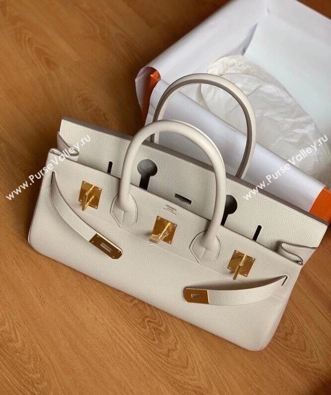 Hermes Shoulder Birkin 42 JPG Bag in Togo Leather Milk Shake White/Gold 2024（Handmade） (XX-241030005)