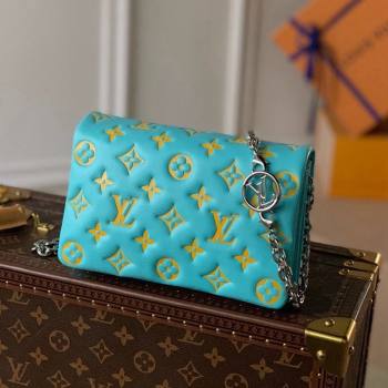 Louis Vuitton Pochette Coussin Chain Mini Bag in Monogram Leather M80744 Mint Green/Yellow 2021 (KI-21101419)