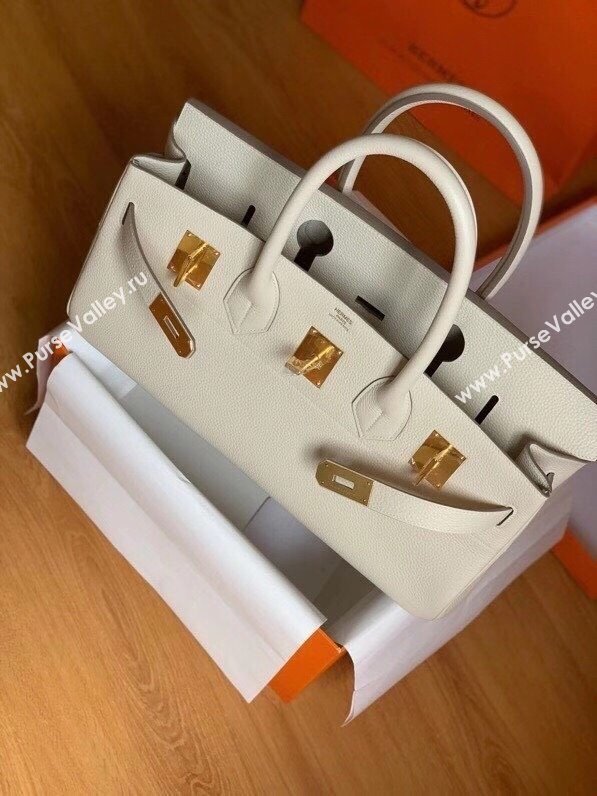 Hermes Shoulder Birkin 42 JPG Bag in Togo Leather Milk Shake White/Gold 2024（Handmade） (XX-241030005)