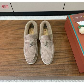 Loro Piana Summer Charms Walk Loafers in Suede and Wool Camel 2025 LP121101 (HH-251211017)