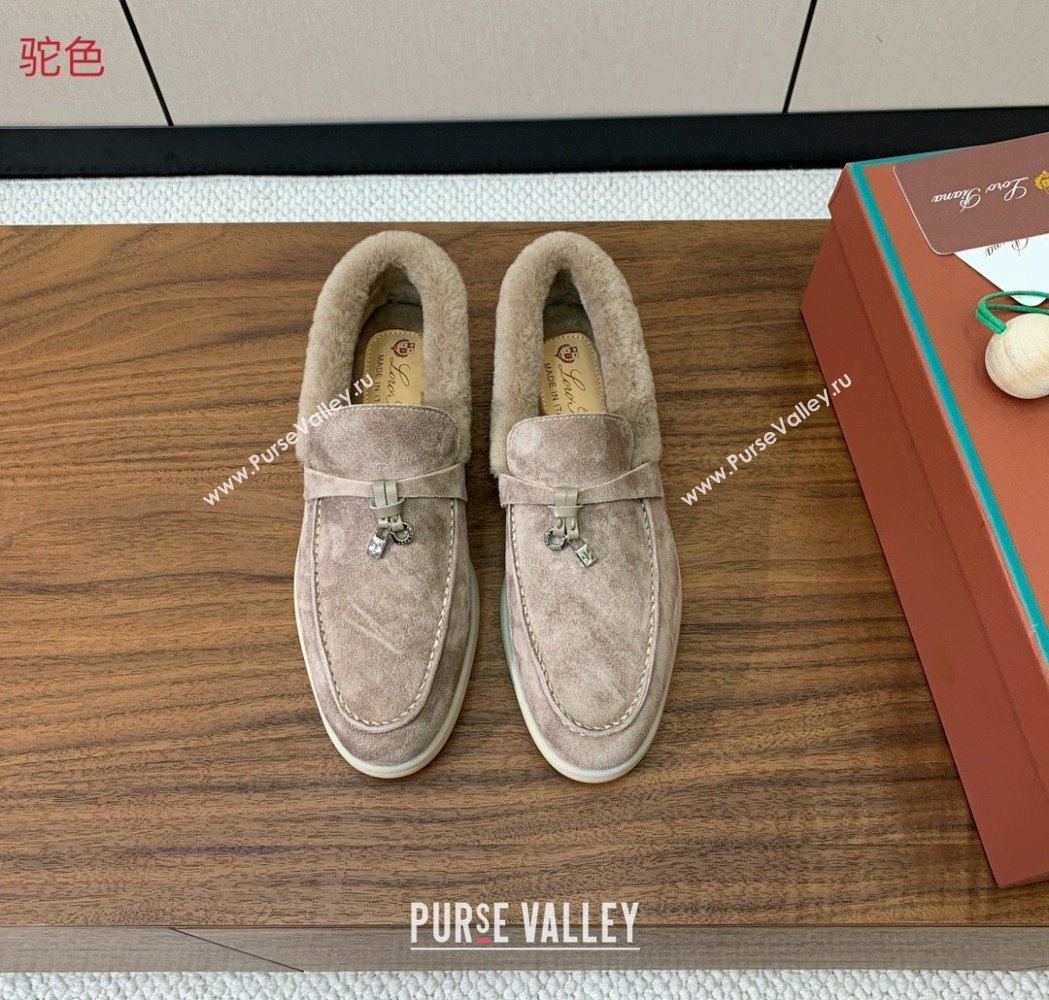 Loro Piana Summer Charms Walk Loafers in Suede and Wool Camel 2025 LP121101 (HH-251211017)