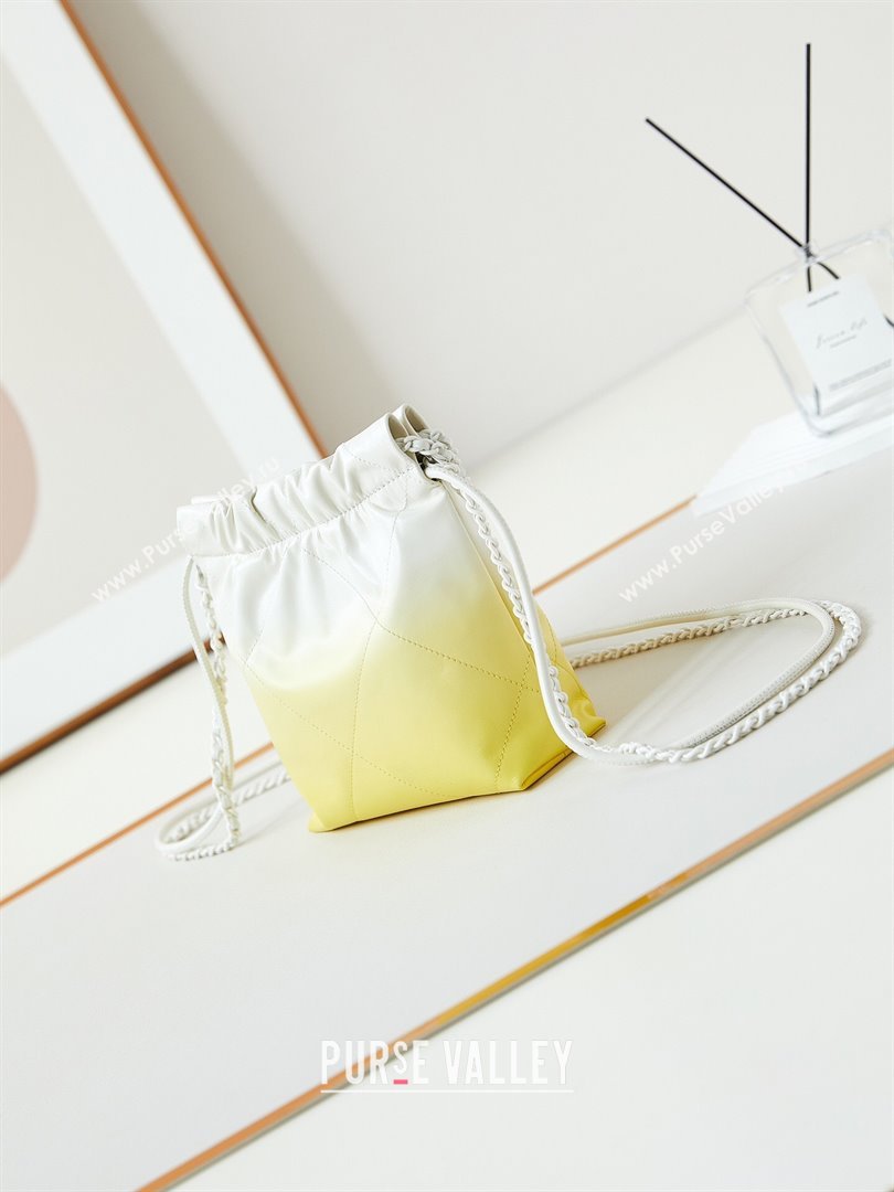 Chanel 22 Mini Shopping Bag in Patent Gradient Calfskin Lacquered Metal AS3980 Yellow 2024 (YEZI-24052121)