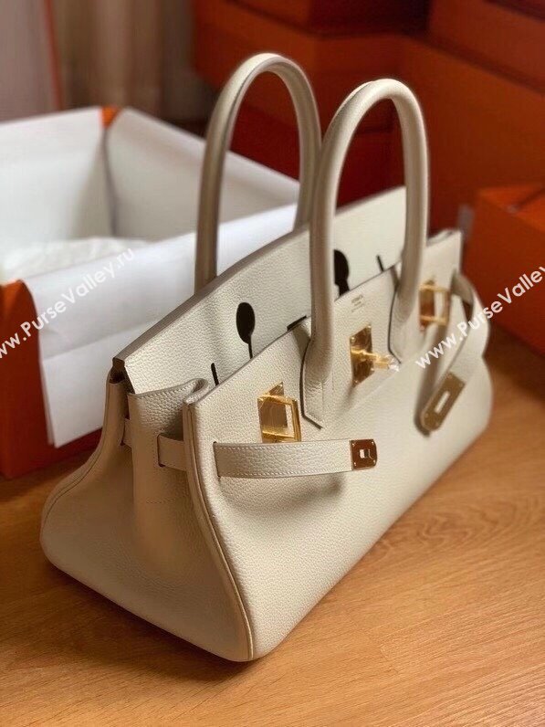 Hermes Shoulder Birkin 42 JPG Bag in Togo Leather Milk Shake White/Gold 2024（Handmade） (XX-241030005)