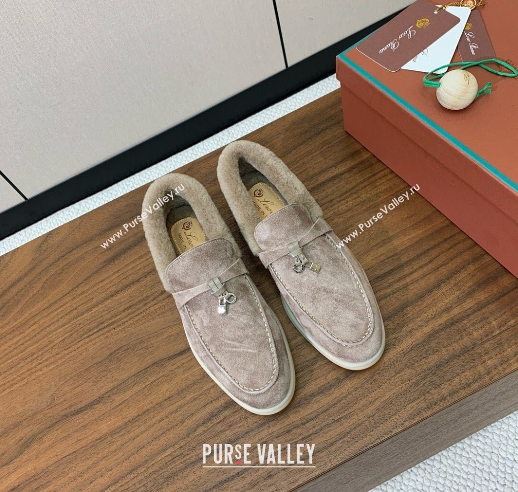 Loro Piana Summer Charms Walk Loafers in Suede and Wool Camel 2025 LP121101 (HH-251211017)