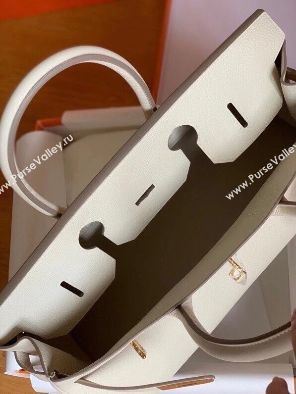 Hermes Shoulder Birkin 42 JPG Bag in Togo Leather Milk Shake White/Gold 2024（Handmade） (XX-241030005)