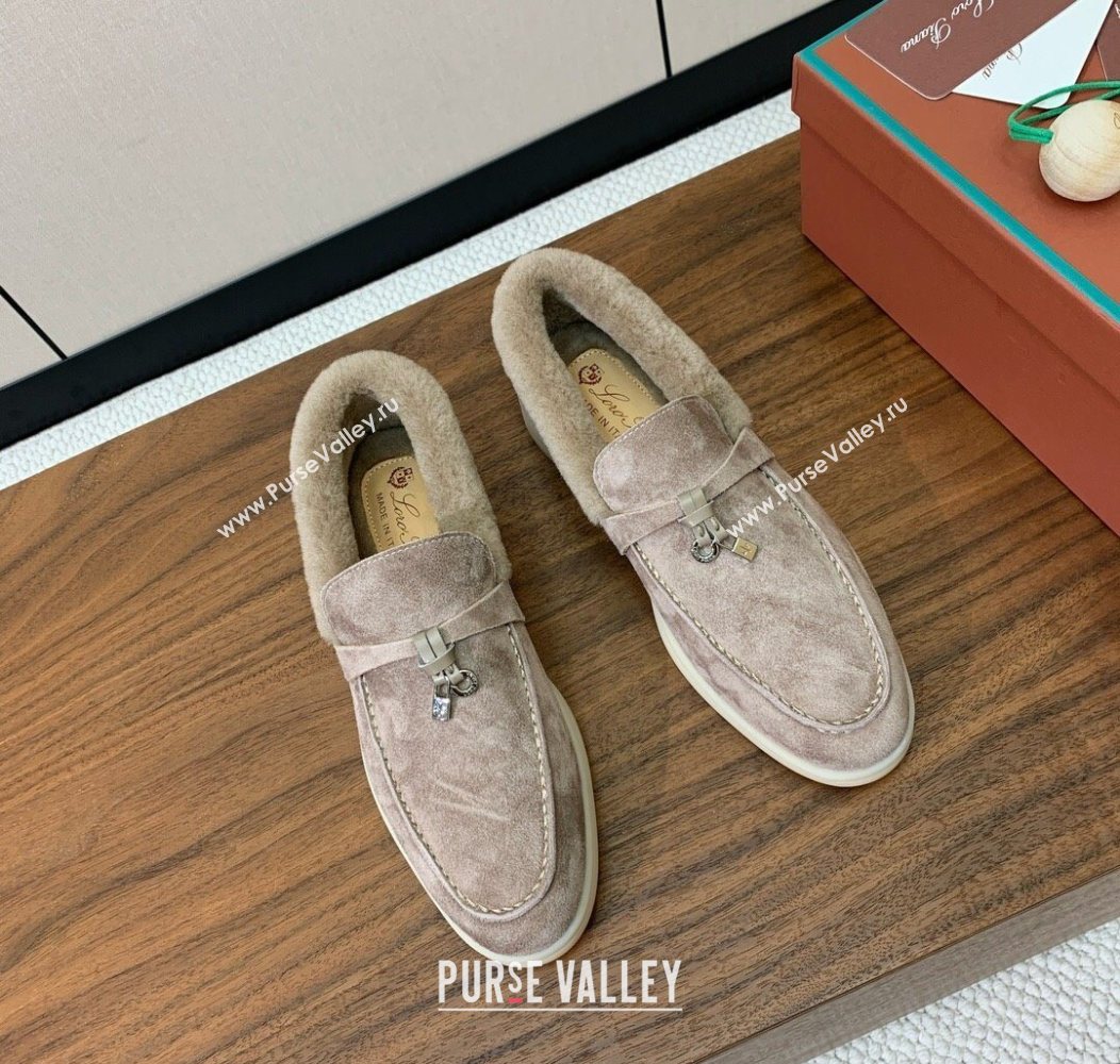 Loro Piana Summer Charms Walk Loafers in Suede and Wool Camel 2025 LP121101 (HH-251211017)