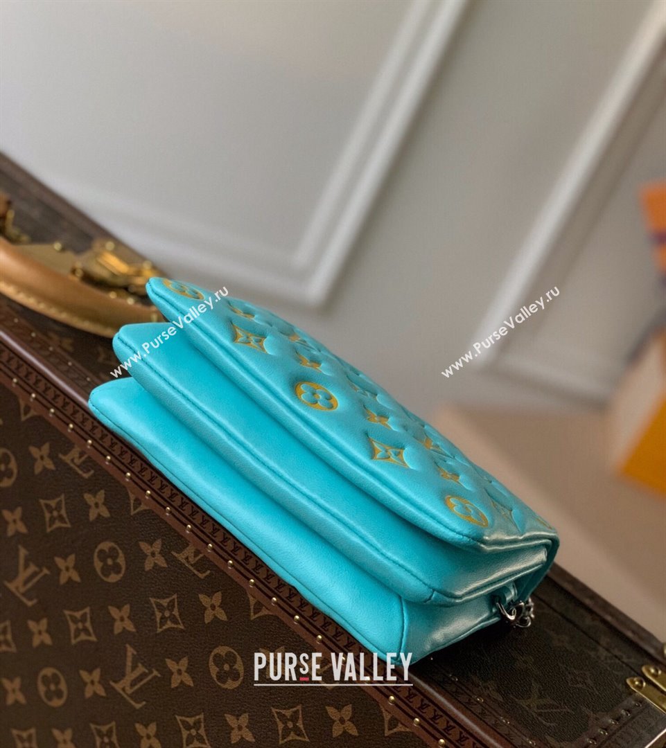 Louis Vuitton Pochette Coussin Chain Mini Bag in Monogram Leather M80744 Mint Green/Yellow 2021 (KI-21101419)