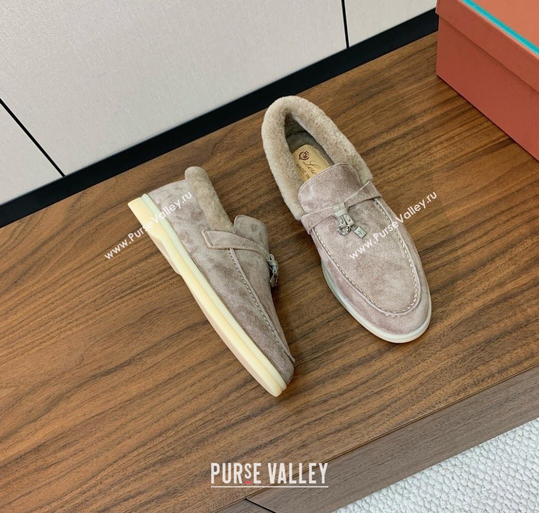 Loro Piana Summer Charms Walk Loafers in Suede and Wool Camel 2025 LP121101 (HH-251211017)