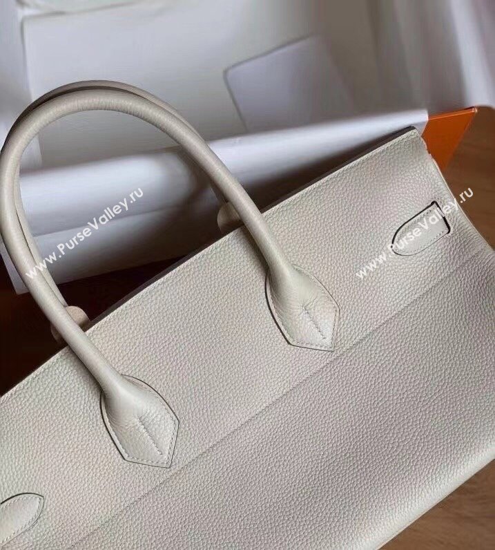 Hermes Shoulder Birkin 42 JPG Bag in Togo Leather Milk Shake White/Gold 2024（Handmade） (XX-241030005)