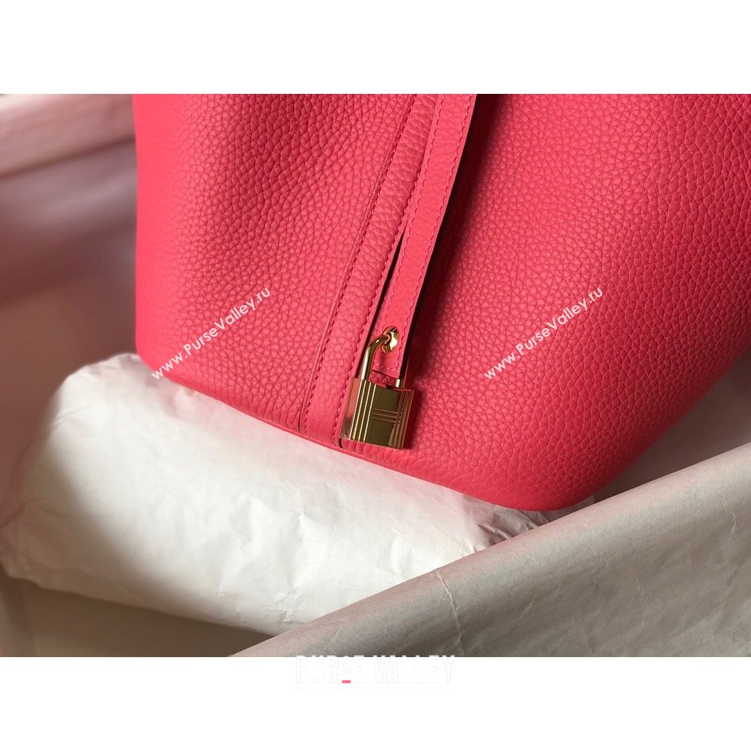 Hermes Picotin Lock Bag 22cm in Togo Calfskin Lipstick Pink 2021 (FL-21090224)