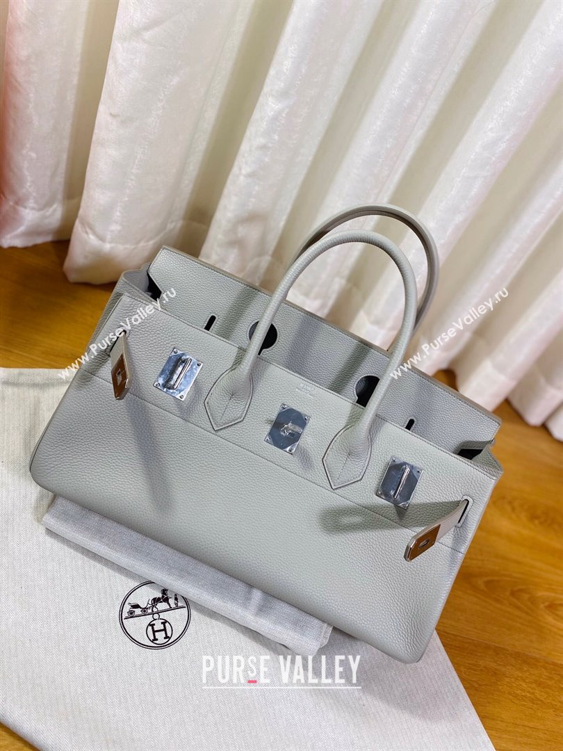 Hermes Shoulder Birkin 42 JPG Bag in Togo Leather Pearl Grey/Silver 2024（Handmade） (XX-241030006)