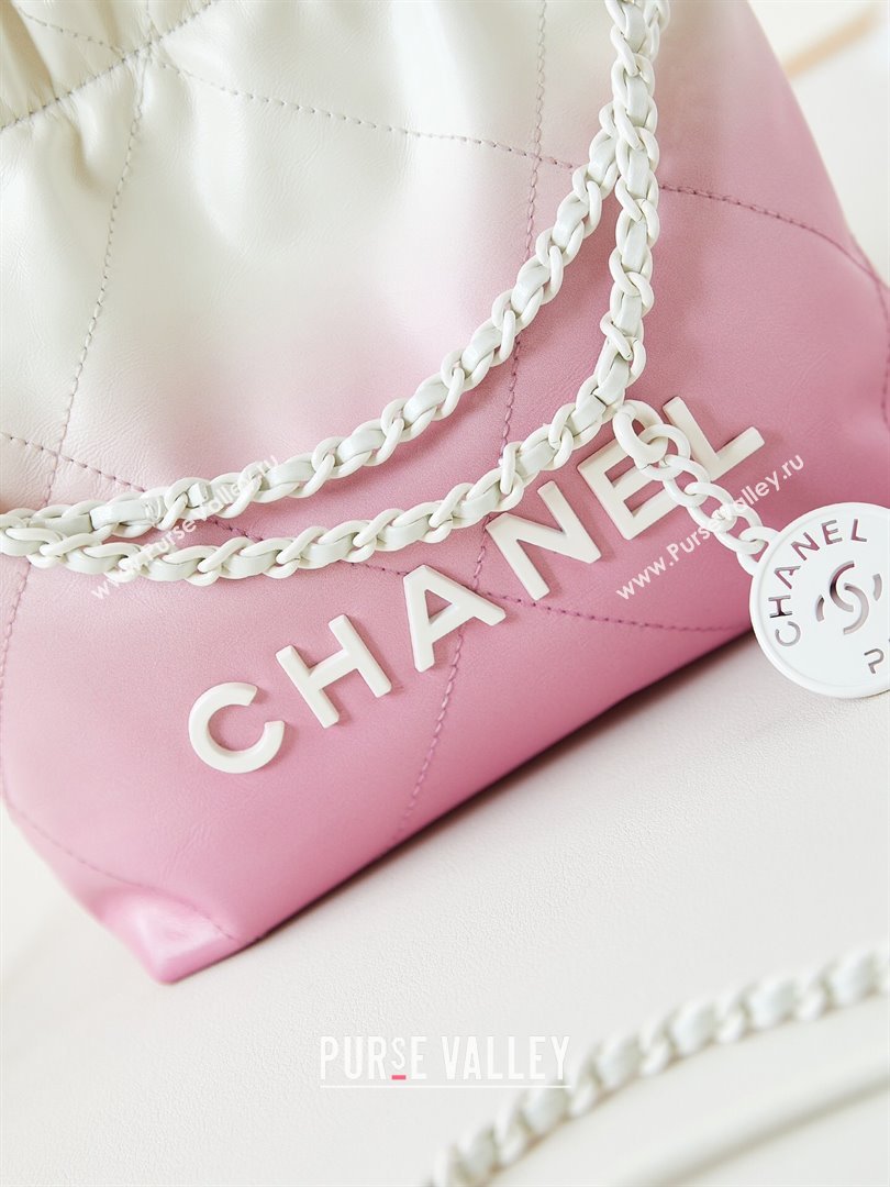 Chanel 22 Mini Shopping Bag in Patent Gradient Calfskin Lacquered Metal AS3980 Pink 2024 (YEZI-24052122)