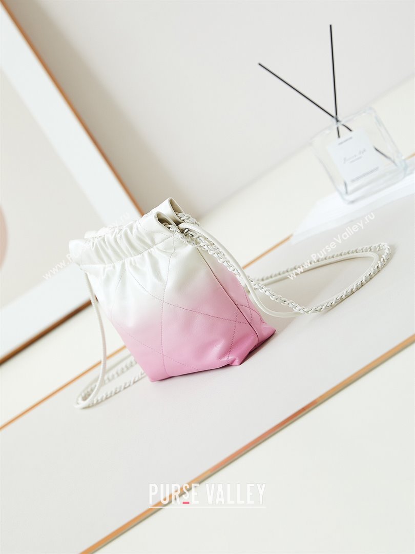 Chanel 22 Mini Shopping Bag in Patent Gradient Calfskin Lacquered Metal AS3980 Pink 2024 (YEZI-24052122)