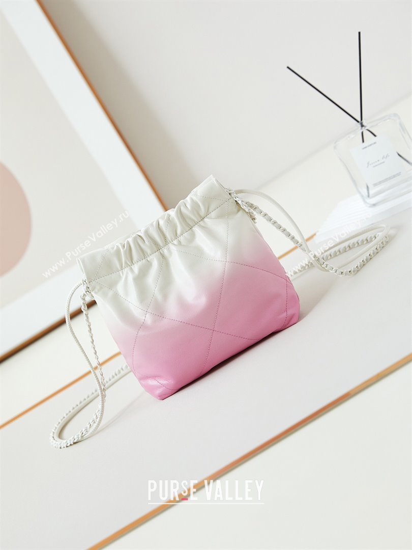 Chanel 22 Mini Shopping Bag in Patent Gradient Calfskin Lacquered Metal AS3980 Pink 2024 (YEZI-24052122)