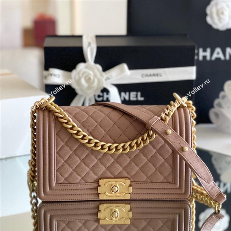 Chanel Original Grained Calfskin Medium Boy Flap Bag Caramel 2023 Top Quality (MHE-23102503)