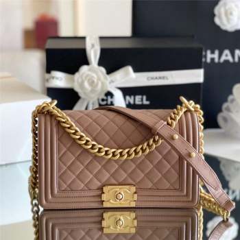 Chanel Original Grained Calfskin Medium Boy Flap Bag Caramel 2023 Top Quality (MHE-23102503)