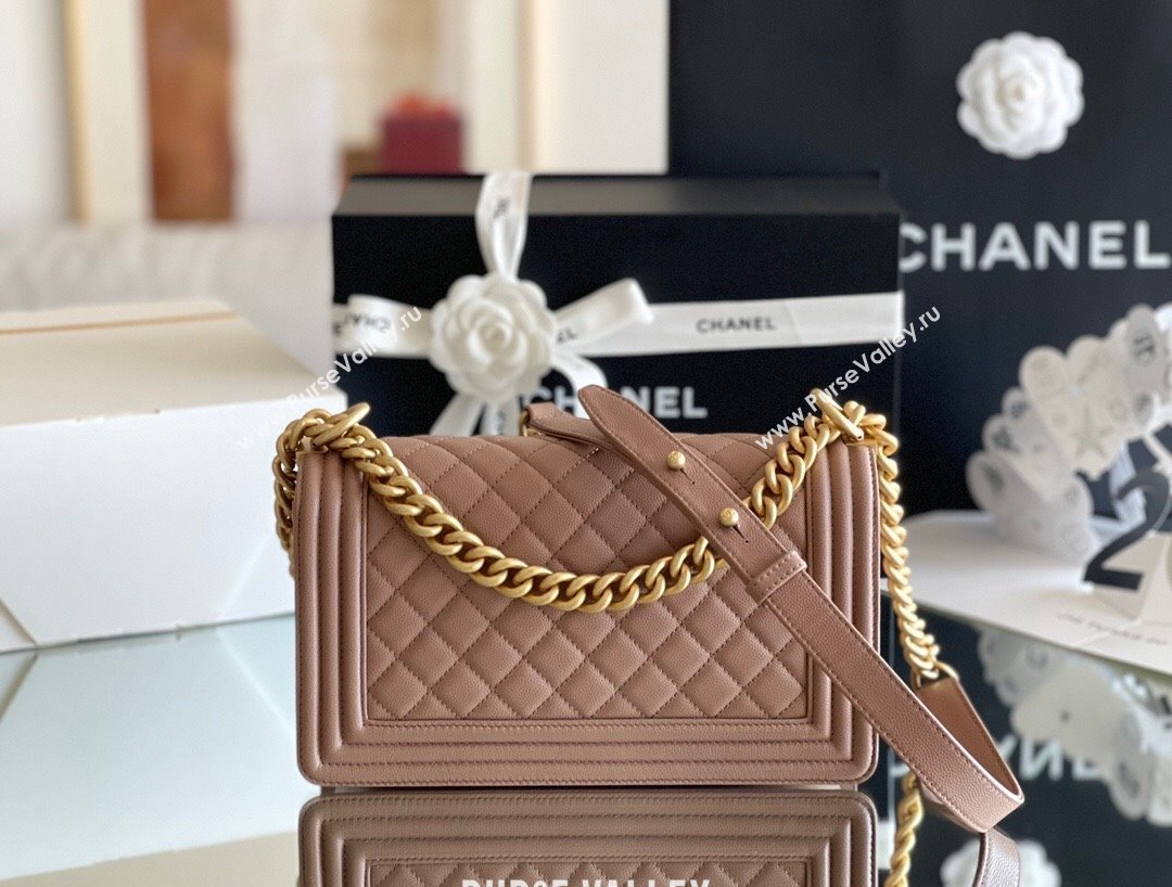 Chanel Original Grained Calfskin Medium Boy Flap Bag Caramel 2023 Top Quality (MHE-23102503)