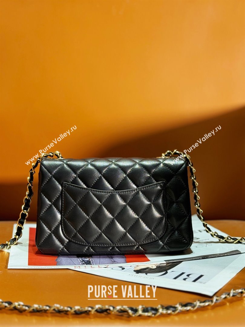 Chanel Lambskin Classic 11.12 Mini Handbag with Charm A01116 Black 2024 (JY-24052114)