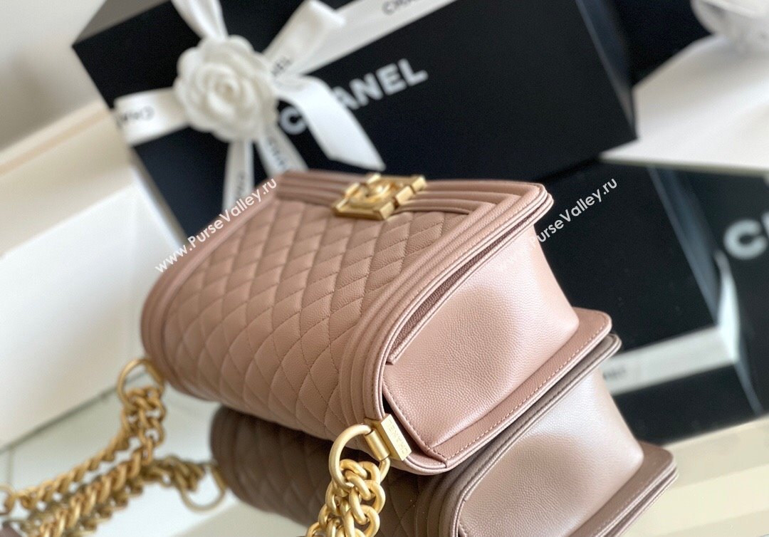 Chanel Original Grained Calfskin Medium Boy Flap Bag Caramel 2023 Top Quality (MHE-23102503)