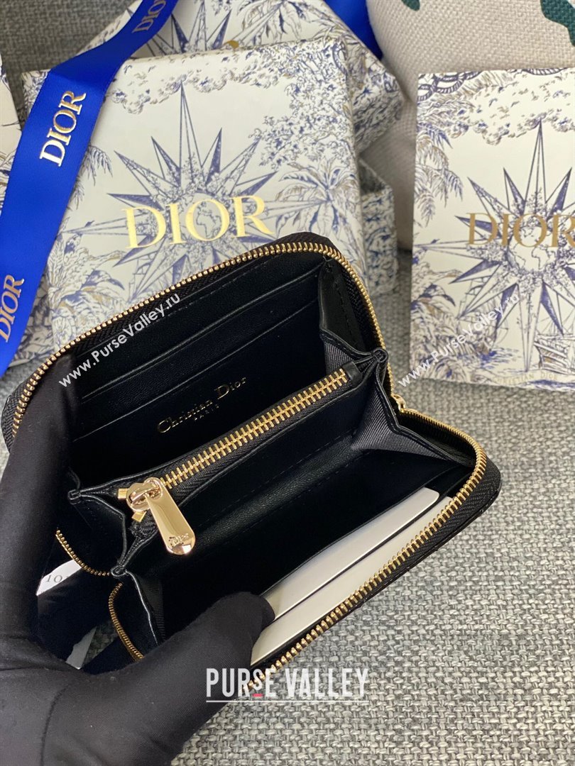 Dior Small Lady Dior Voyageur Coin Purse in Patent Calfskin Black 2024 (DMZ-24020225)