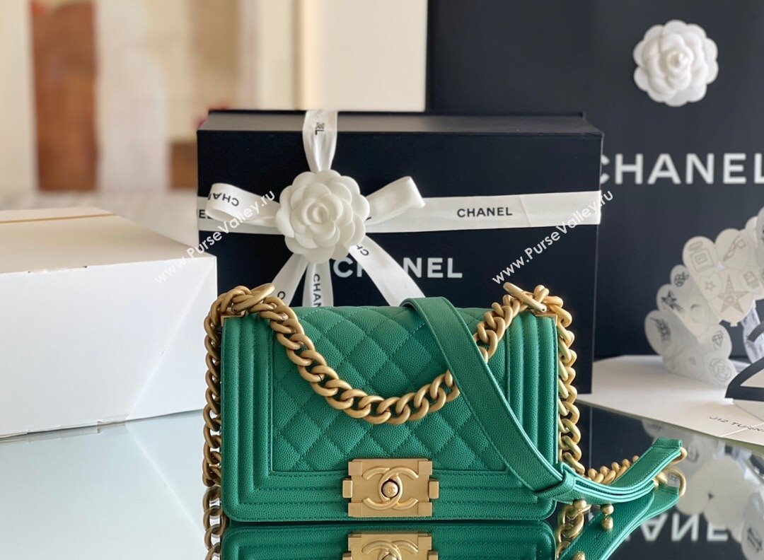 Chanel Original Grained Calfskin Small Boy Flap Bag Green 2023 Top Quality (MHE-23102505)