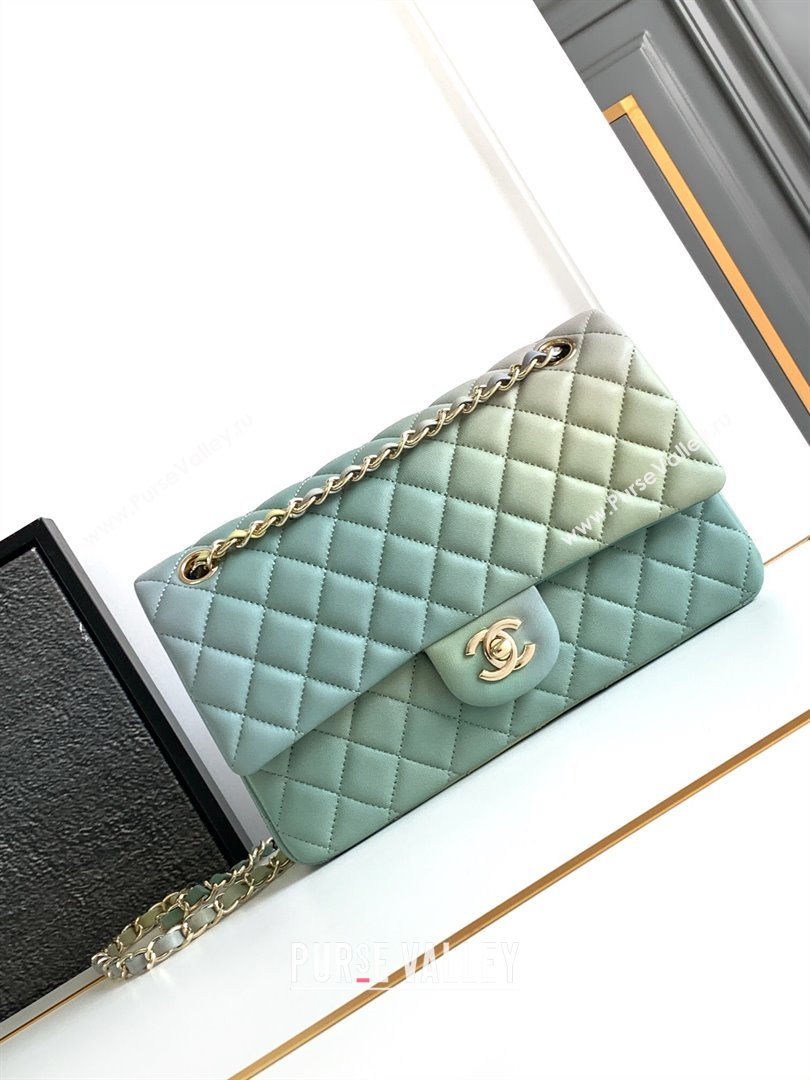 Chanel Classic 11.12 Medium Handbag A01112 Green/Blue 2024 (YEZI-24052116)