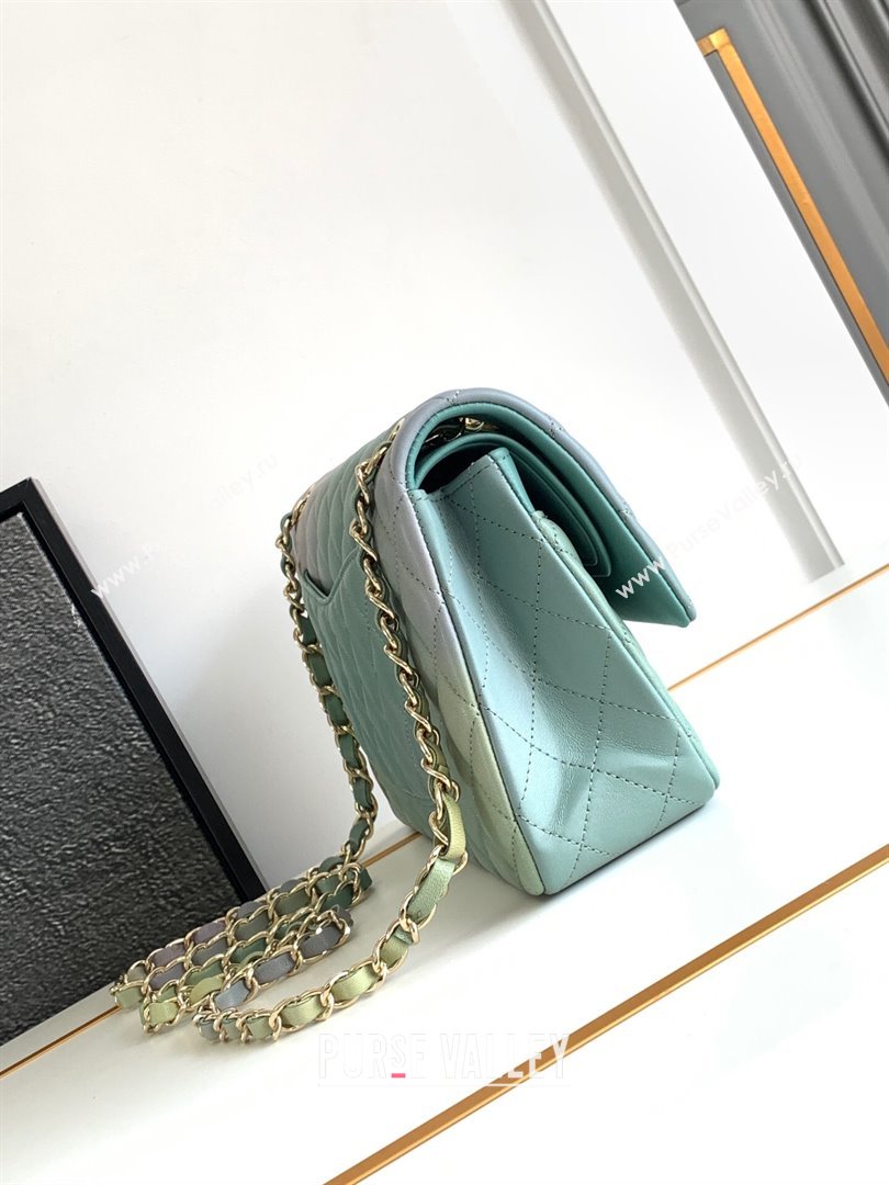 Chanel Classic 11.12 Medium Handbag A01112 Green/Blue 2024 (YEZI-24052116)